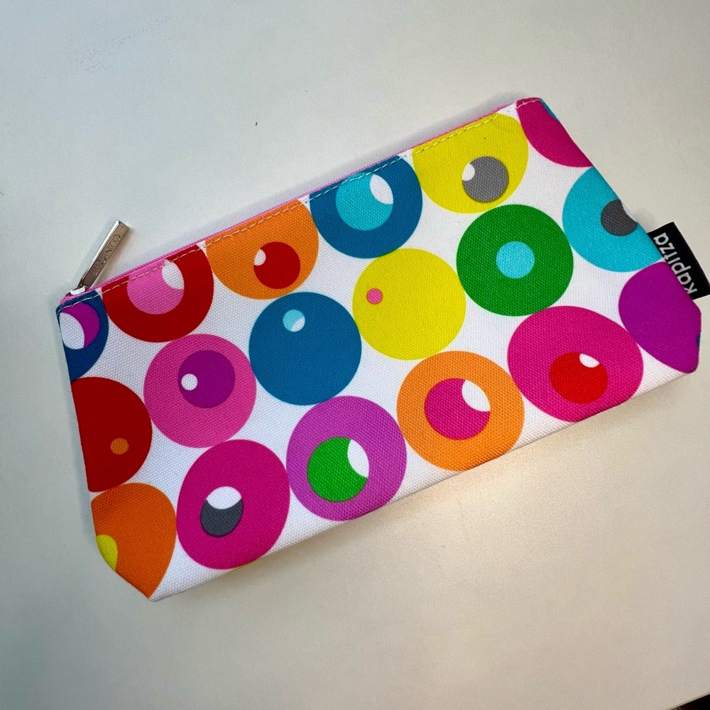 NWOT Clinique Kapitza Colorful Makeup Vanity Cosmetic Bag Pouch 10”
